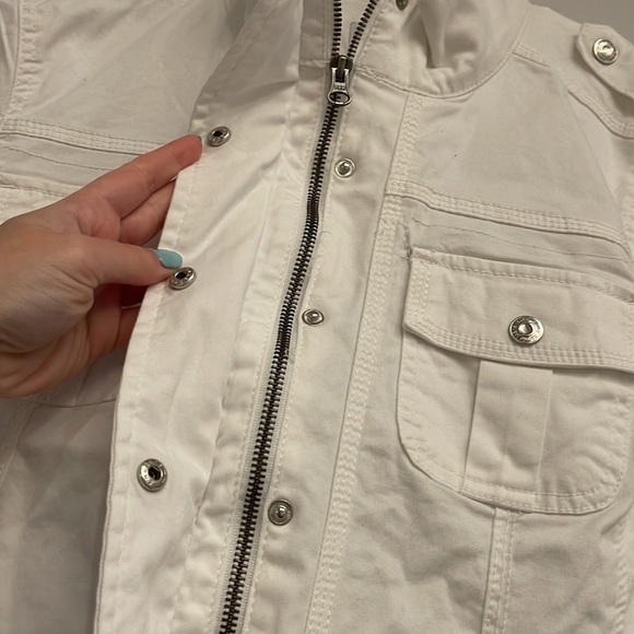 NWT Kensie Lightweight Zip Up White Utility Jacket Medium - Picture 5 of 11